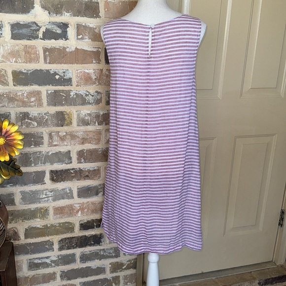 Beach Lunch Lounge Alina Red & White Linen Sleeveless Striped Dress Sz Small - Picture 5 of 12